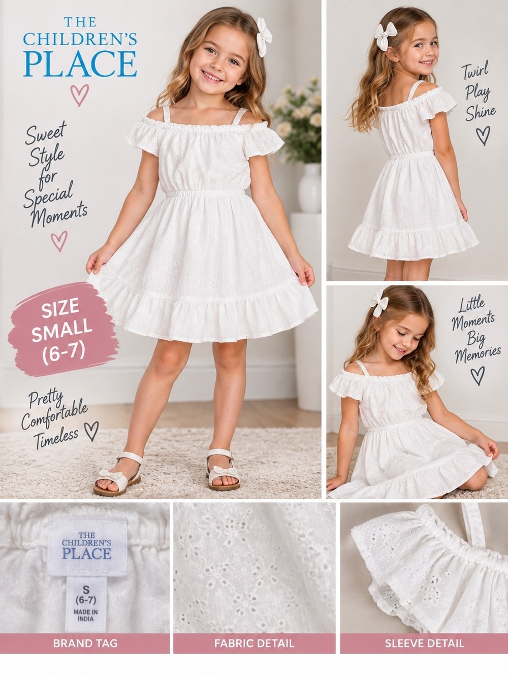 Children's Place girls size small white lace dress #34